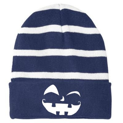 Silly Jack O' Lantern Face Striped Beanie with Solid Band