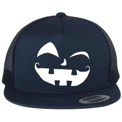 Silly Jack O' Lantern Face Flat Bill Trucker Hat