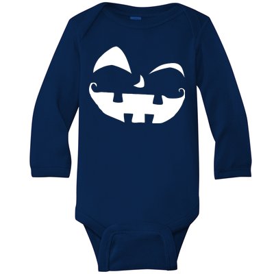 Silly Jack O' Lantern Face Baby Long Sleeve Bodysuit