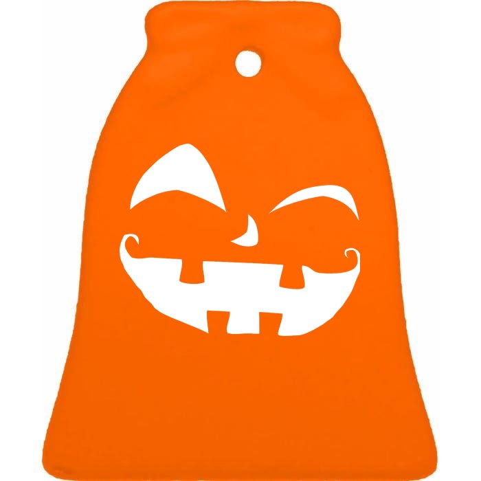 Silly Jack O' Lantern Face Ceramic Bell Ornament