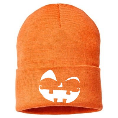 Silly Jack O' Lantern Face Sustainable Knit Beanie