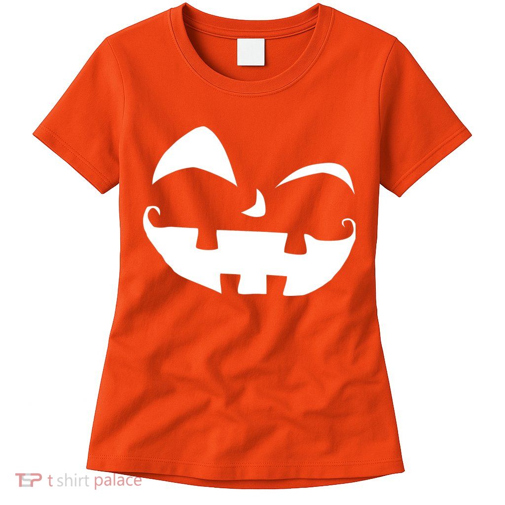 Silly Jack O' Lantern Face Womens T-Shirt
