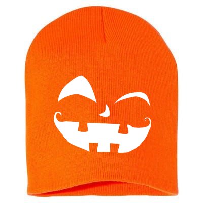 Silly Jack O' Lantern Face Short Acrylic Beanie