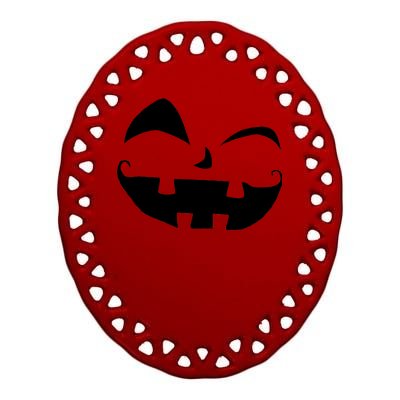 Silly Jack O' Lantern Face Ceramic Oval Ornament