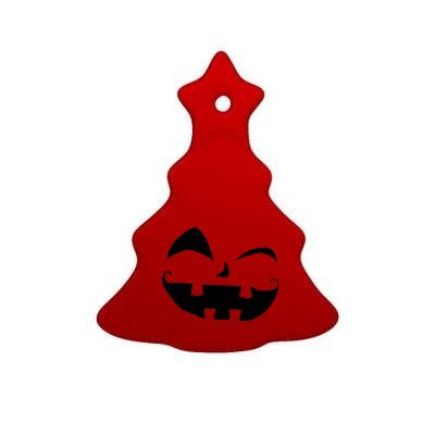 Silly Jack O' Lantern Face Ceramic Tree Ornament