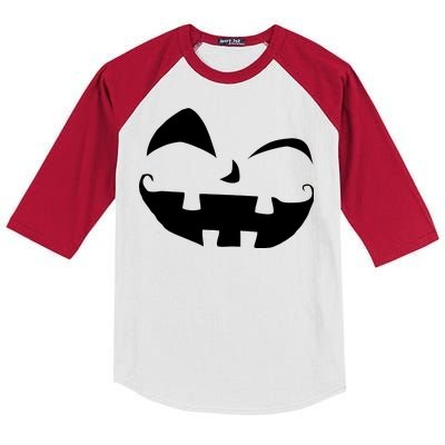 Silly Jack O' Lantern Face Kids Colorblock Raglan Jersey