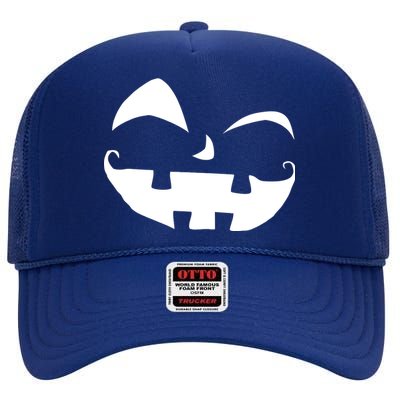 Silly Jack O' Lantern Face High Crown Mesh Back Trucker Hat