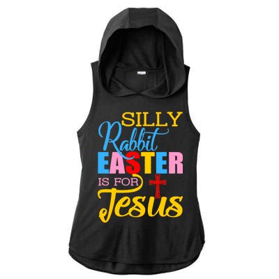 Silly Rabbit Easter is For Jesus Colorful Cross Ladies PosiCharge Tri-Blend Wicking Draft Hoodie Tank