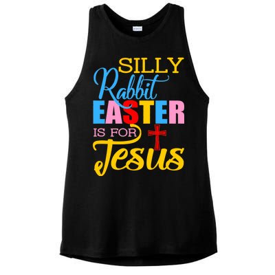 Silly Rabbit Easter is For Jesus Colorful Cross Ladies PosiCharge Tri-Blend Wicking Tank