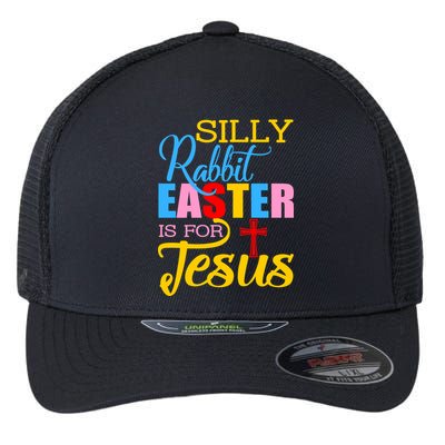 Silly Rabbit Easter is For Jesus Colorful Cross Flexfit Unipanel Trucker Cap