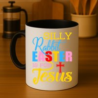 Silly Rabbit Easter is For Jesus Colorful Cross Mug