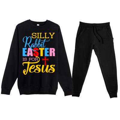 Silly Rabbit Easter is For Jesus Colorful Cross Premium Crewneck Sweatsuit Set