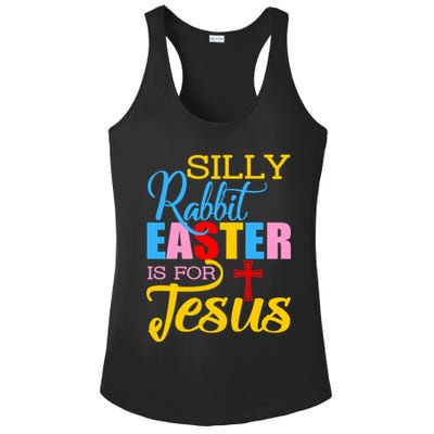 Silly Rabbit Easter is For Jesus Colorful Cross Ladies PosiCharge Competitor Racerback Tank