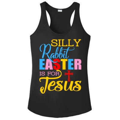 Silly Rabbit Easter is For Jesus Colorful Cross Ladies PosiCharge Competitor Racerback Tank