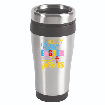 Silly Rabbit Easter is For Jesus Colorful Cross 16oz Travel Tumbler