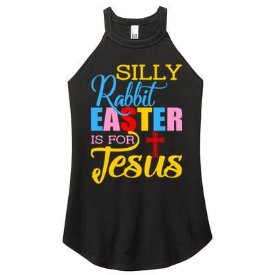 Silly Rabbit Easter is For Jesus Colorful Cross Women's Perfect Tri Rocker Tank