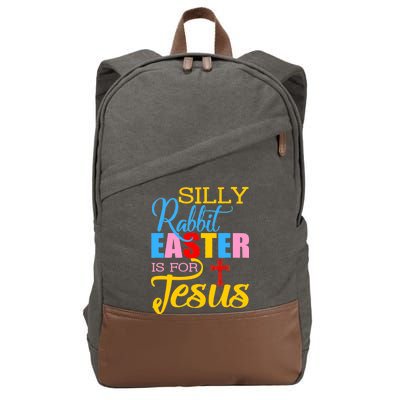 Silly Rabbit Easter is For Jesus Colorful Cross Cotton Canvas Backpack