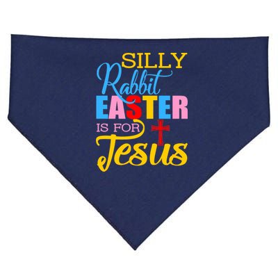 Silly Rabbit Easter is For Jesus Colorful Cross USA-Made Doggie Bandana