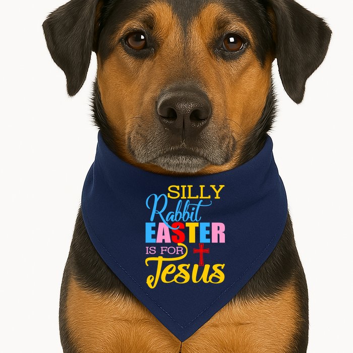 Silly Rabbit Easter is For Jesus Colorful Cross USA-Made Doggie Bandana