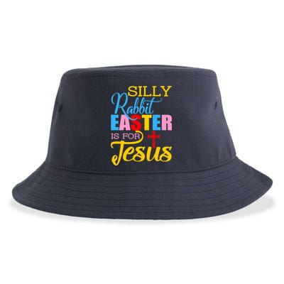 Silly Rabbit Easter is For Jesus Colorful Cross Sustainable Bucket Hat