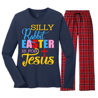 Silly Rabbit Easter is For Jesus Colorful Cross Women's Long Sleeve Flannel Pajama Set 