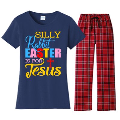 Silly Rabbit Easter is For Jesus Colorful Cross Women's Flannel Pajama Set