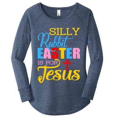 Silly Rabbit Easter is For Jesus Colorful Cross Women's Perfect Tri Tunic Long Sleeve Shirt
