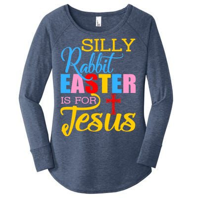 Silly Rabbit Easter is For Jesus Colorful Cross Women's Perfect Tri Tunic Long Sleeve Shirt