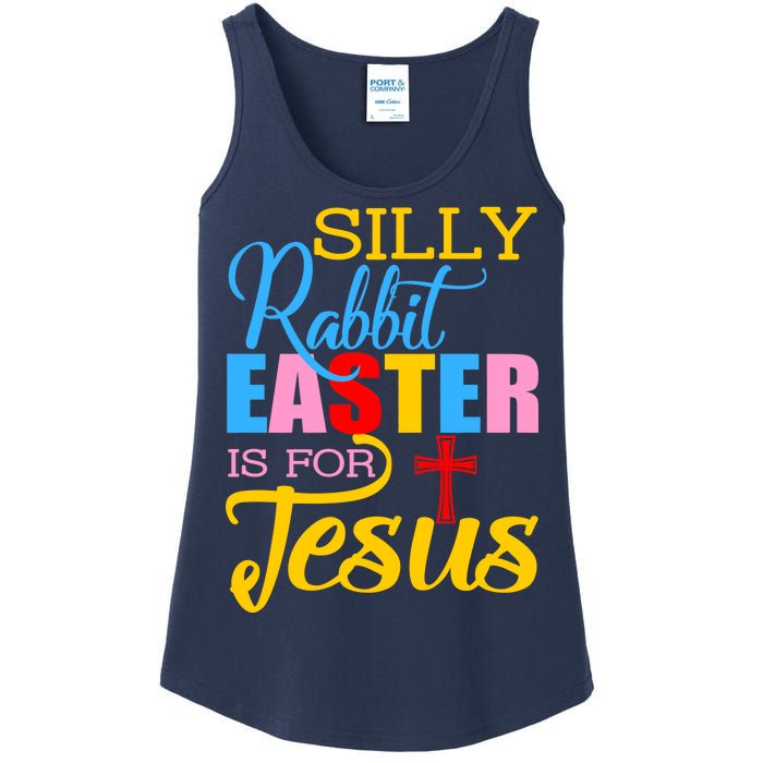 Silly Rabbit Easter is For Jesus Colorful Cross Ladies Essential Tank