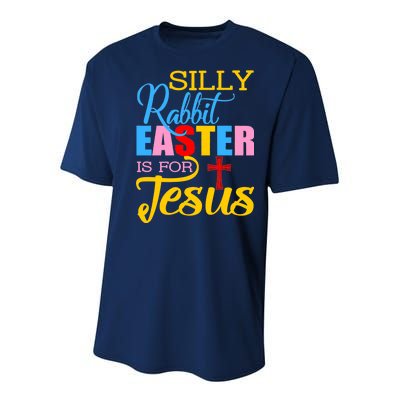 Silly Rabbit Easter is For Jesus Colorful Cross Youth Performance Sprint T-Shirt