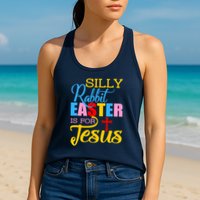 Silly Rabbit Easter is For Jesus Colorful Cross Womens Tank Top