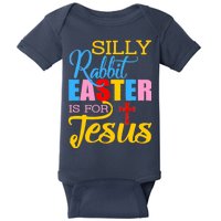 Silly Rabbit Easter is For Jesus Colorful Cross Baby Bodysuit