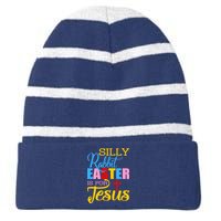 Silly Rabbit Easter is For Jesus Colorful Cross Striped Beanie with Solid Band