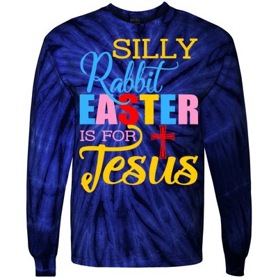 Silly Rabbit Easter is For Jesus Colorful Cross Tie-Dye Long Sleeve Shirt