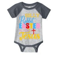 Silly Rabbit Easter is For Jesus Colorful Cross Infant Baby Jersey Bodysuit