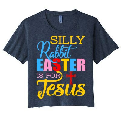 Silly Rabbit Easter is For Jesus Colorful Cross Women's Crop Top Tee