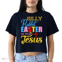 Silly Rabbit Easter is For Jesus Colorful Cross Crop Top