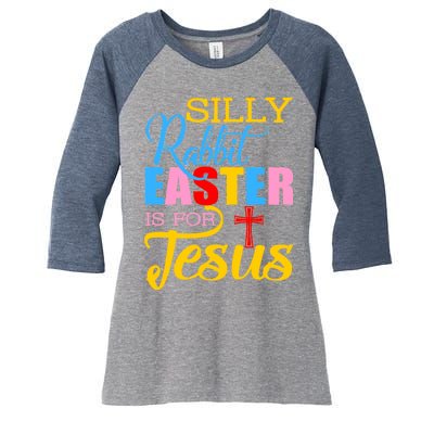 Silly Rabbit Easter is For Jesus Colorful Cross Women's Tri-Blend 3/4-Sleeve Raglan Shirt