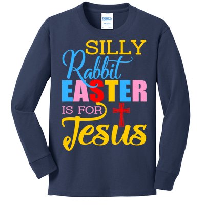 Silly Rabbit Easter is For Jesus Colorful Cross Kids Long Sleeve Shirt