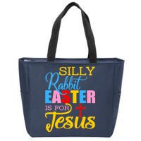 Silly Rabbit Easter is For Jesus Colorful Cross Zip Tote Bag