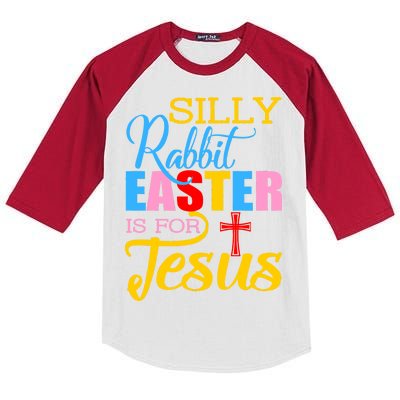 Silly Rabbit Easter is For Jesus Colorful Cross Kids Colorblock Raglan Jersey