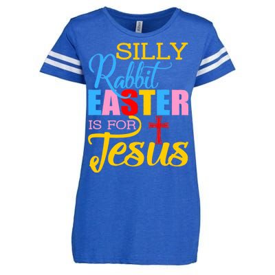 Silly Rabbit Easter is For Jesus Colorful Cross Enza Ladies Jersey Football T-Shirt