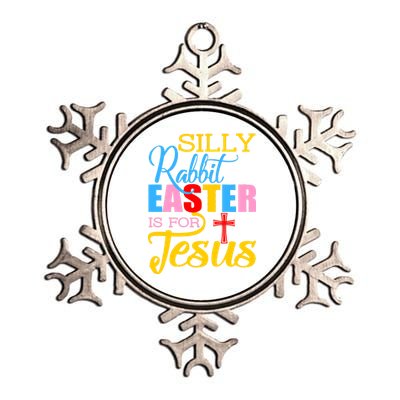 Silly Rabbit Easter is For Jesus Colorful Cross Metallic Star Ornament