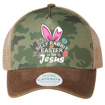 Silly Rabbit Easter is For Jesus Easter Eggs Bunny Ears Legacy Tie Dye Trucker Hat