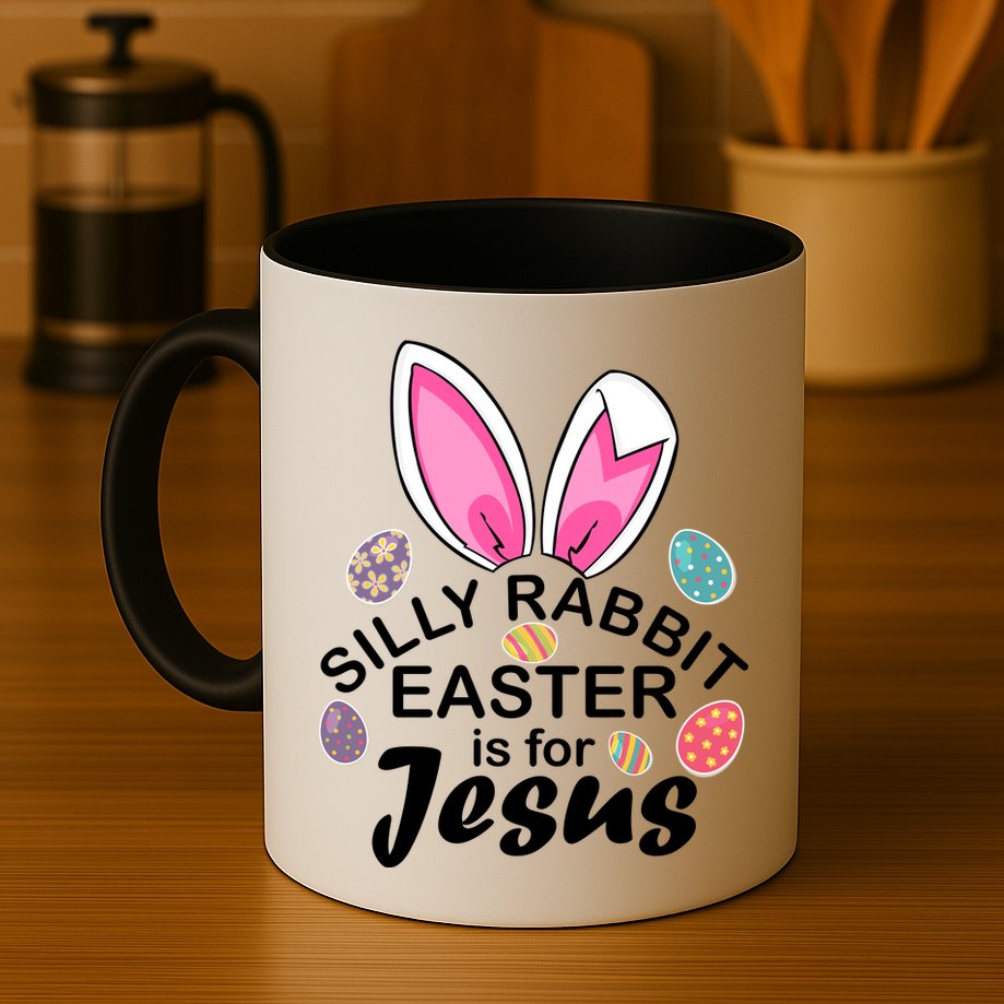 Silly Rabbit Easter is For Jesus Easter Eggs Bunny Ears Mug