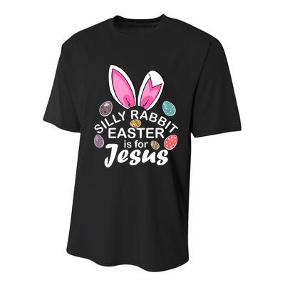 Silly Rabbit Easter is For Jesus Easter Eggs Bunny Ears Youth Performance Sprint T-Shirt