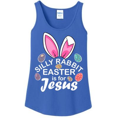 Silly Rabbit Easter is For Jesus Easter Eggs Bunny Ears Ladies Essential Tank