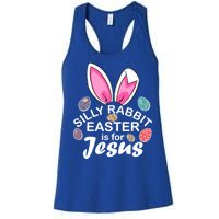 Silly Rabbit Easter is For Jesus Easter Eggs Bunny Ears Women's Racerback Tank