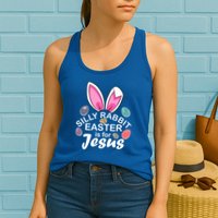 Silly Rabbit Easter is For Jesus Easter Eggs Bunny Ears Womens Tank Top
