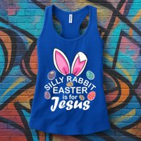 Silly Rabbit Easter is For Jesus Easter Eggs Bunny Ears Womens Tank Top